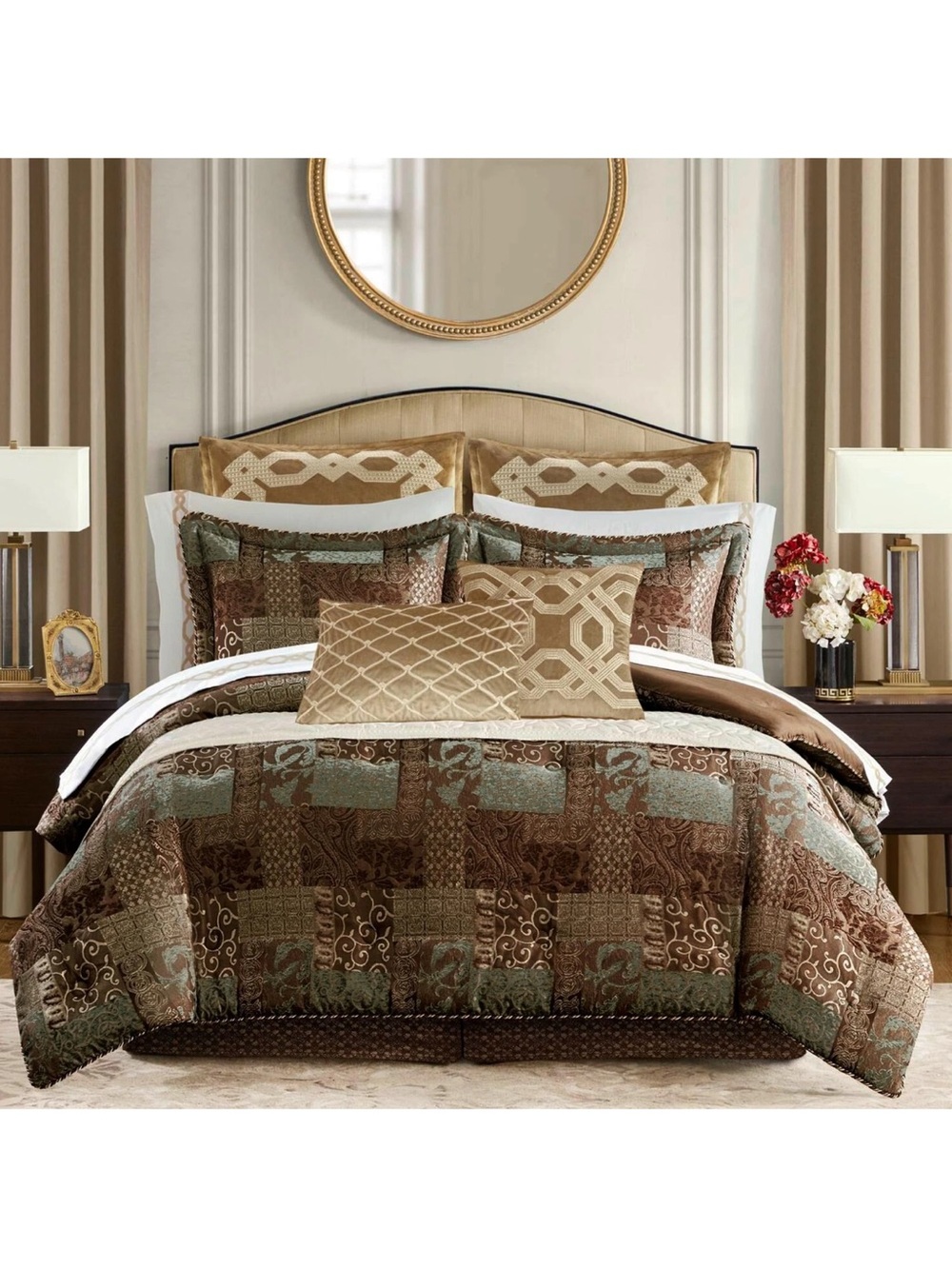 Croscill Galleria 4-Piece Comforter Set, Brown NWT SZ King